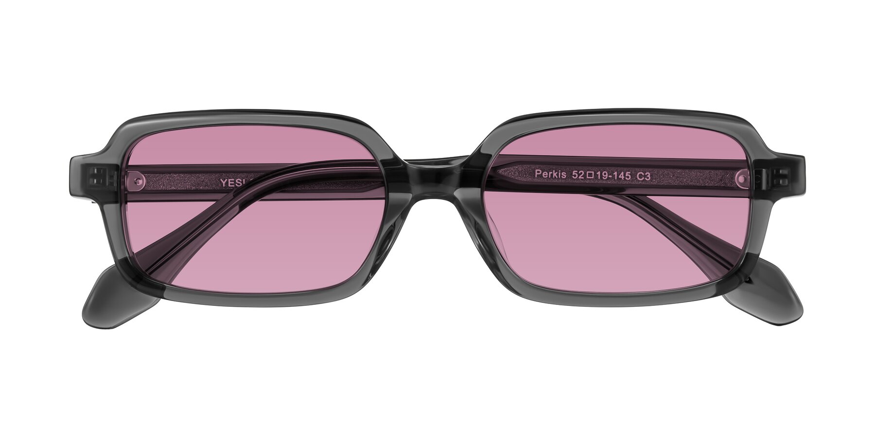 Folded Front of Perkis in Dark Gray with Medium Wine Tinted Lenses
