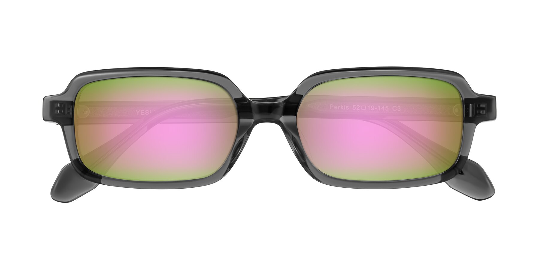 Folded Front of Perkis in Dark Gray with Pink Mirrored Lenses