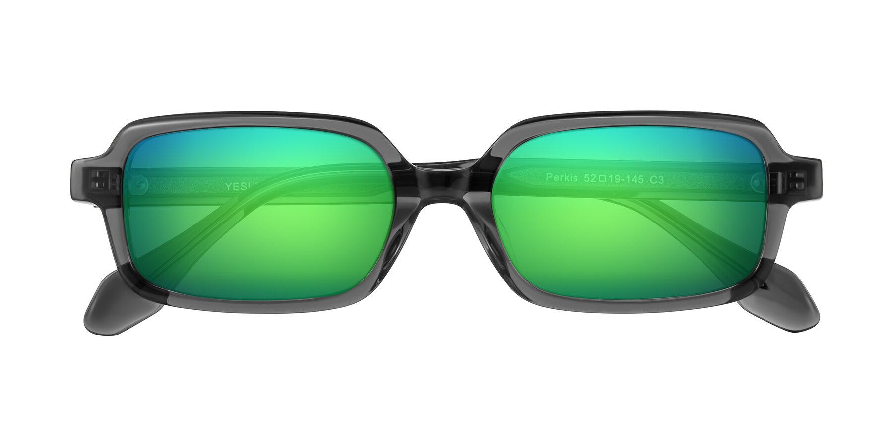 Folded Front of Perkis in Dark Gray with Green Mirrored Lenses
