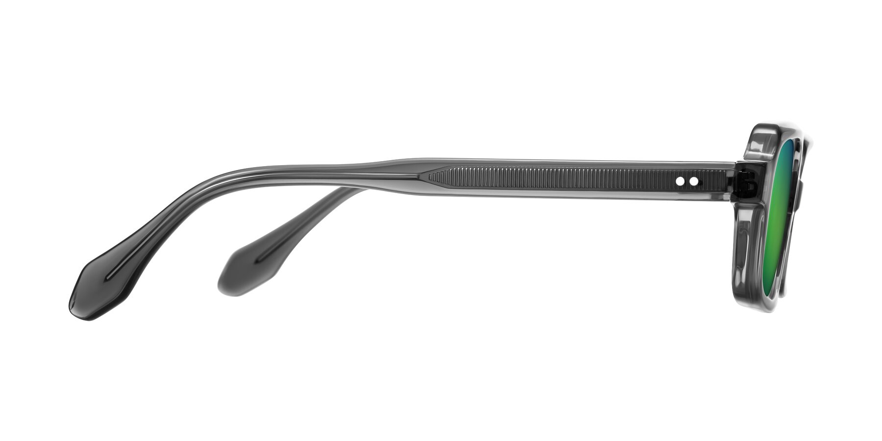 Side of Perkis in Dark Gray with Green Mirrored Lenses
