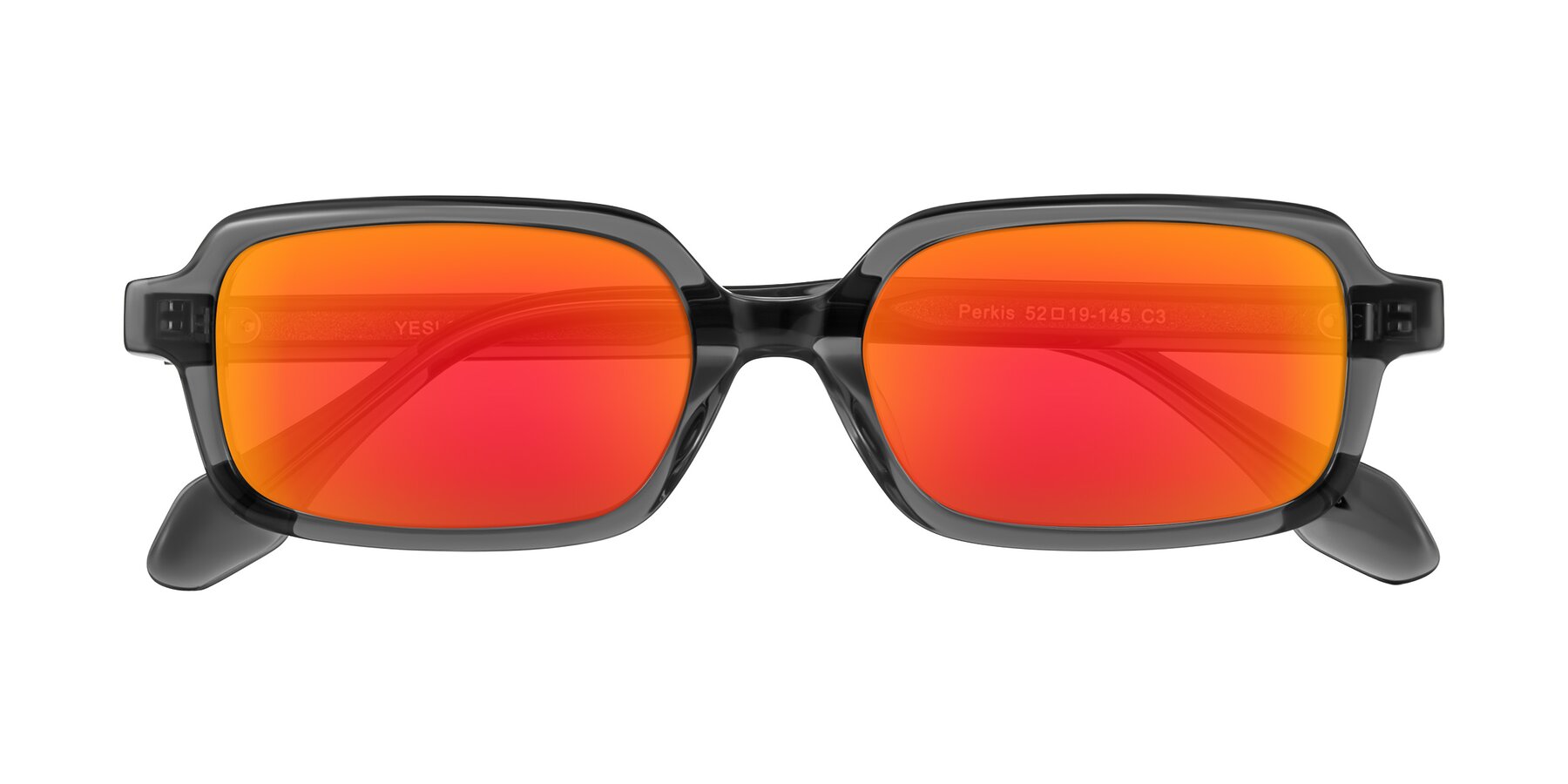 Folded Front of Perkis in Dark Gray with Red Gold Mirrored Lenses