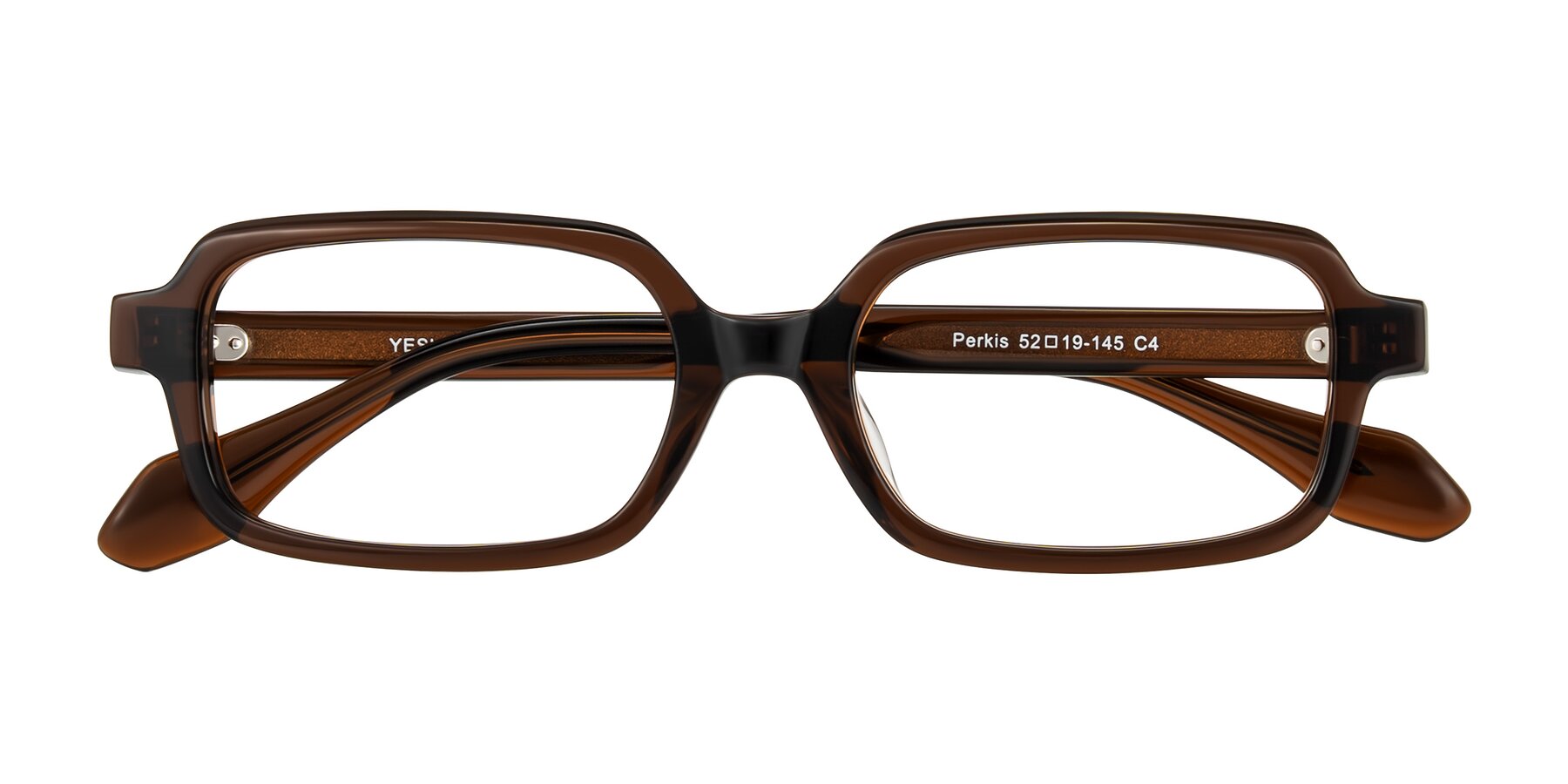 Folded Front of Perkis in Dark Brown with Clear Reading Eyeglass Lenses