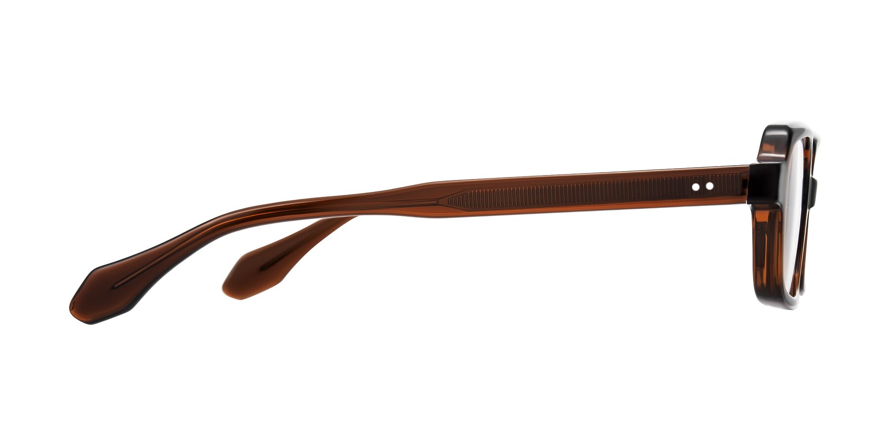 Side of Perkis in Dark Brown with Clear Reading Eyeglass Lenses