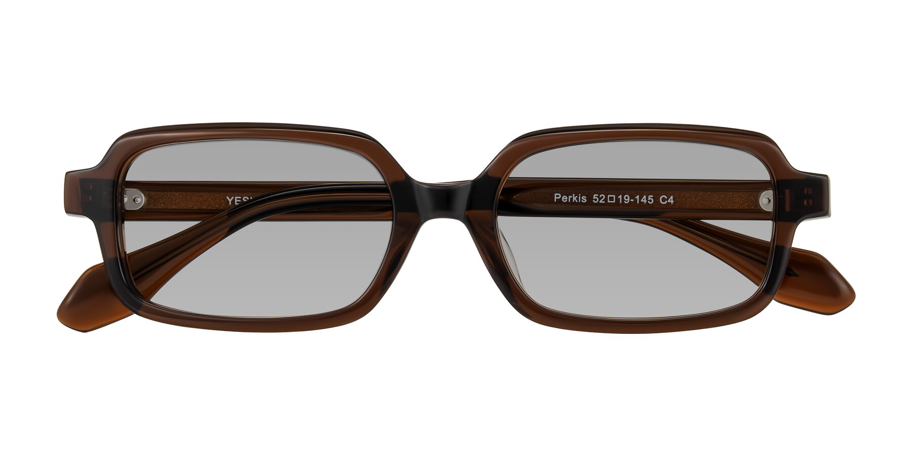 Folded Front of Perkis in Dark Brown with Light Gray Tinted Lenses