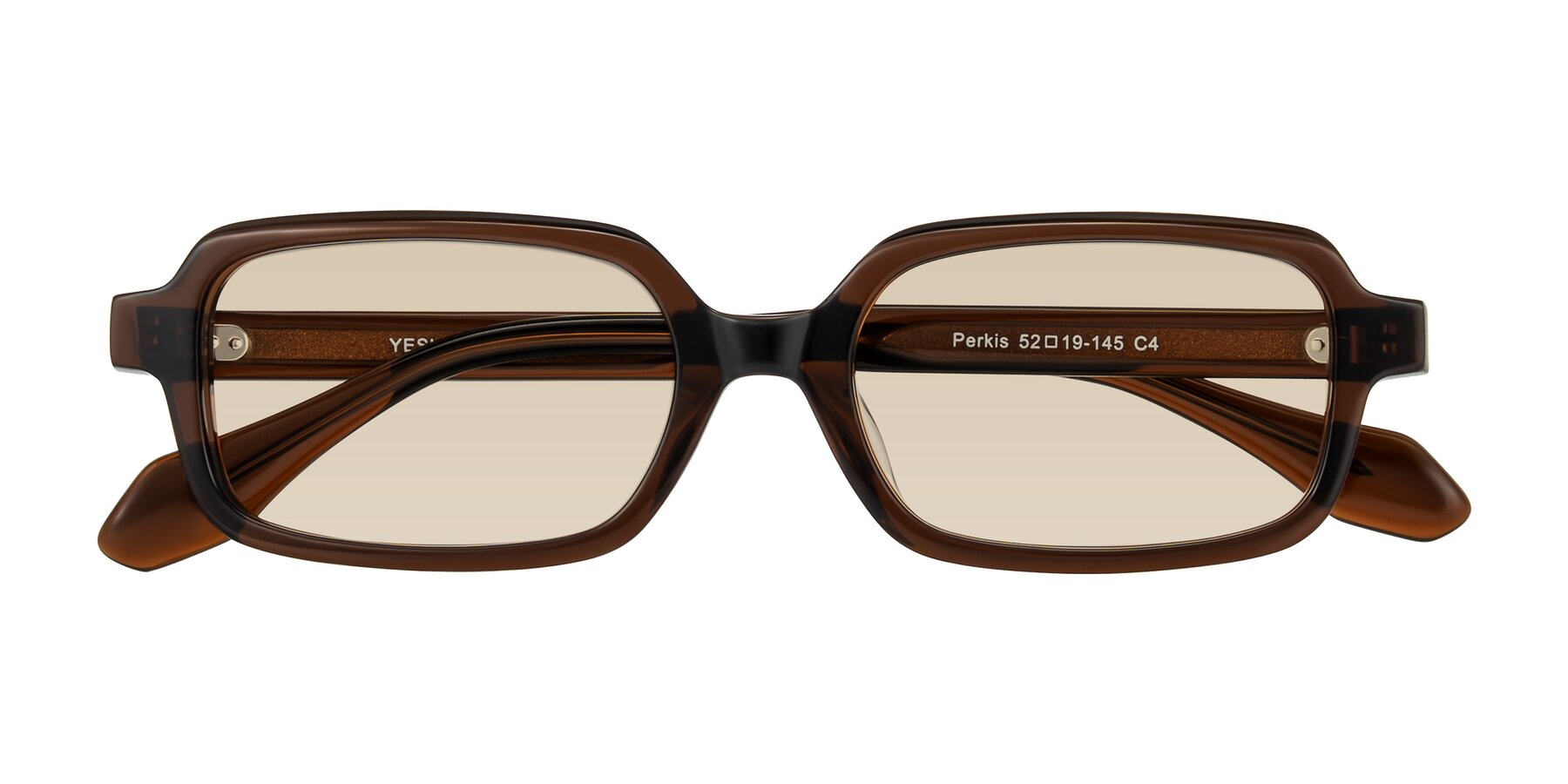 Folded Front of Perkis in Dark Brown with Light Brown Tinted Lenses