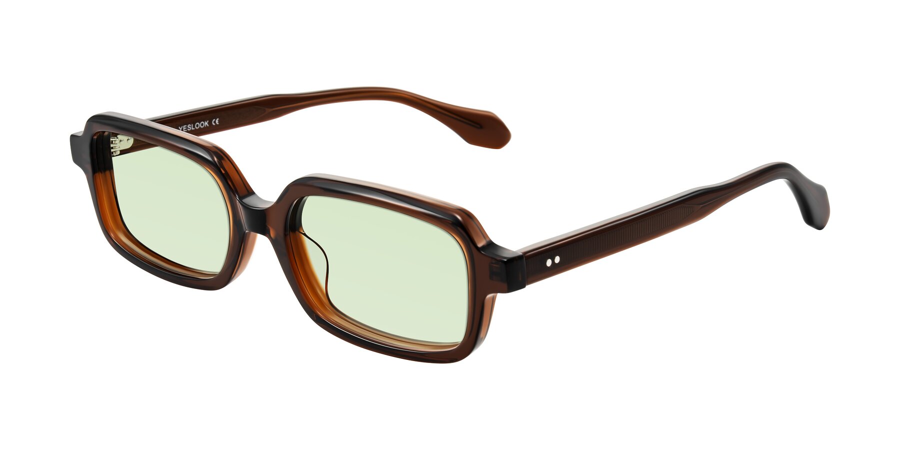 Angle of Perkis in Dark Brown with Light Green Tinted Lenses