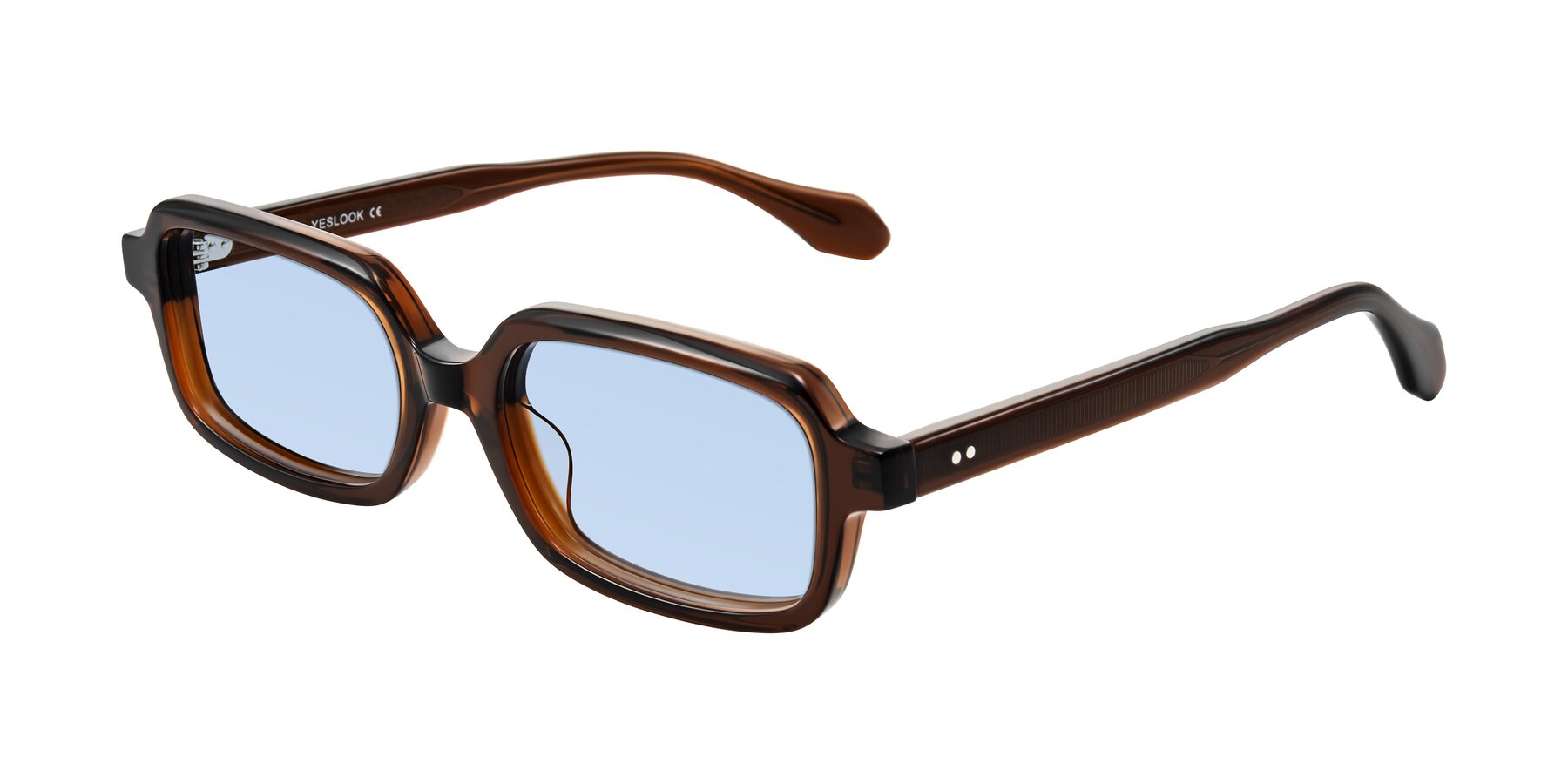 Angle of Perkis in Dark Brown with Light Blue Tinted Lenses