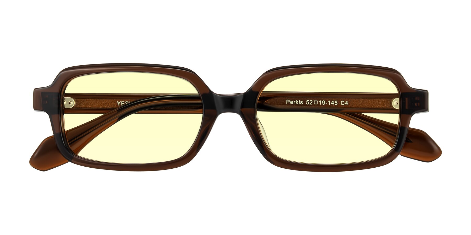 Folded Front of Perkis in Dark Brown with Light Yellow Tinted Lenses