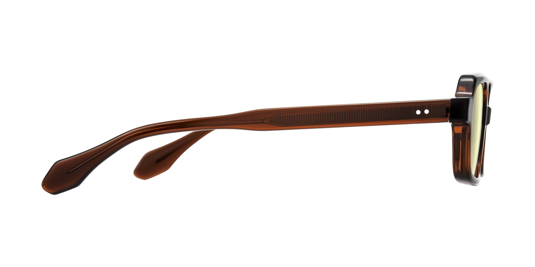 Side of Perkis in Dark Brown with Light Yellow Tinted Lenses