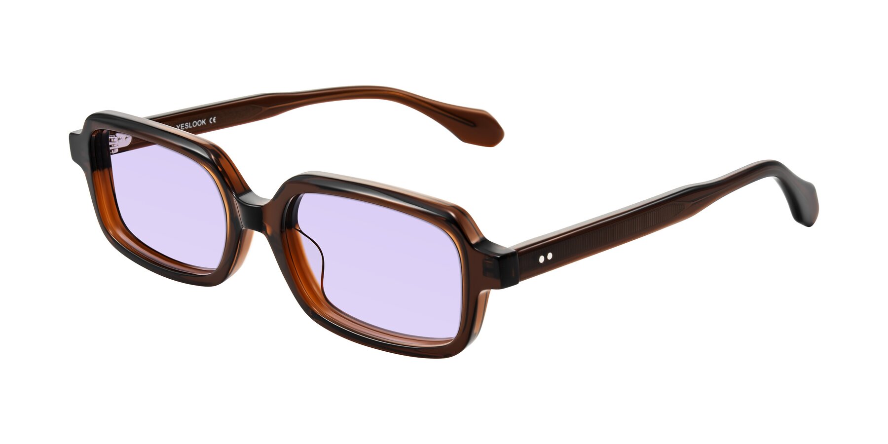 Angle of Perkis in Dark Brown with Light Purple Tinted Lenses