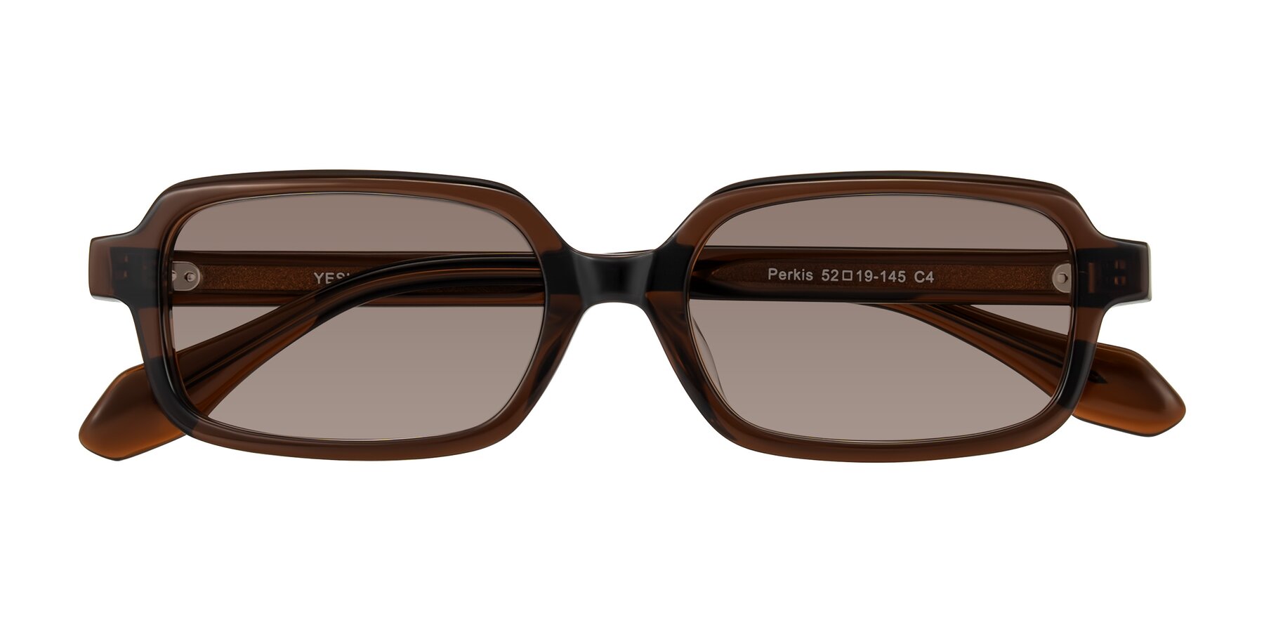 Folded Front of Perkis in Dark Brown with Medium Brown Tinted Lenses