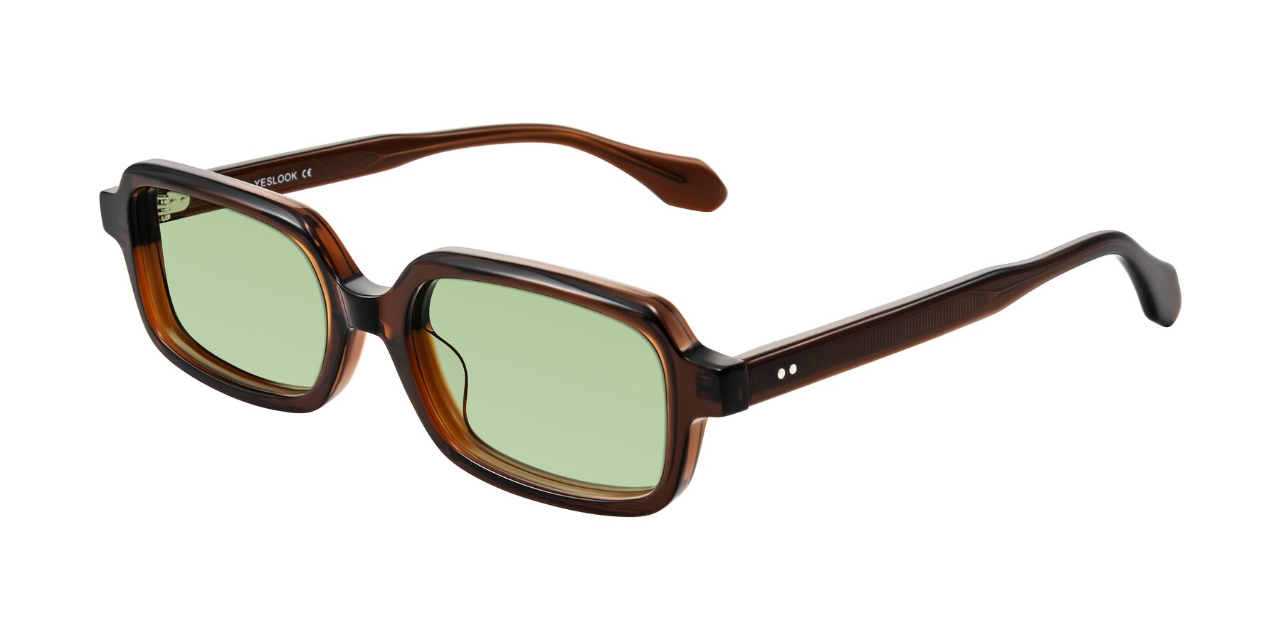 Angle of Perkis in Dark Brown with Medium Green Tinted Lenses