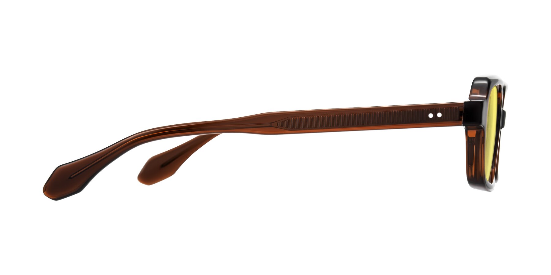 Side of Perkis in Dark Brown with Medium Yellow Tinted Lenses