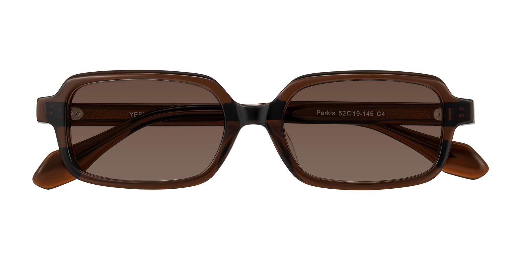 Dark Brown Retro-Vintage Acetate Rectangle Tinted Sunglasses with Brown Sunwear Lenses - Perkis