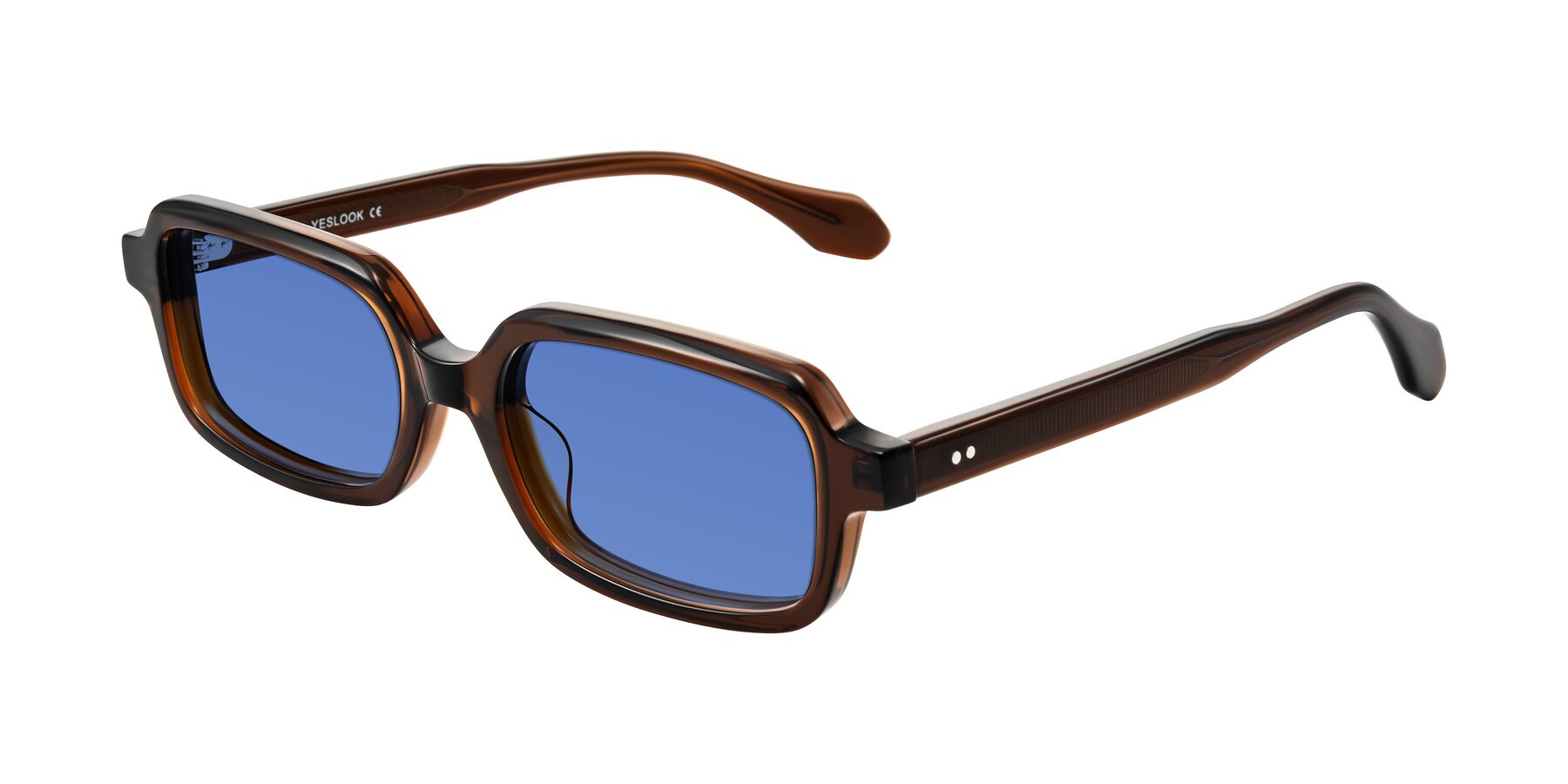 Angle of Perkis in Dark Brown with Blue Tinted Lenses