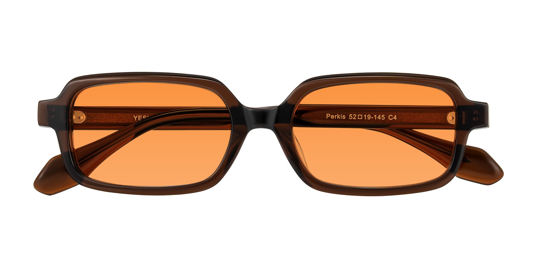 Folded Front of Perkis in Dark Brown with Orange Tinted Lenses