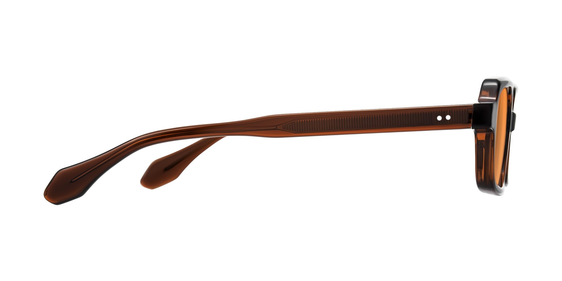 Side of Perkis in Dark Brown with Orange Tinted Lenses