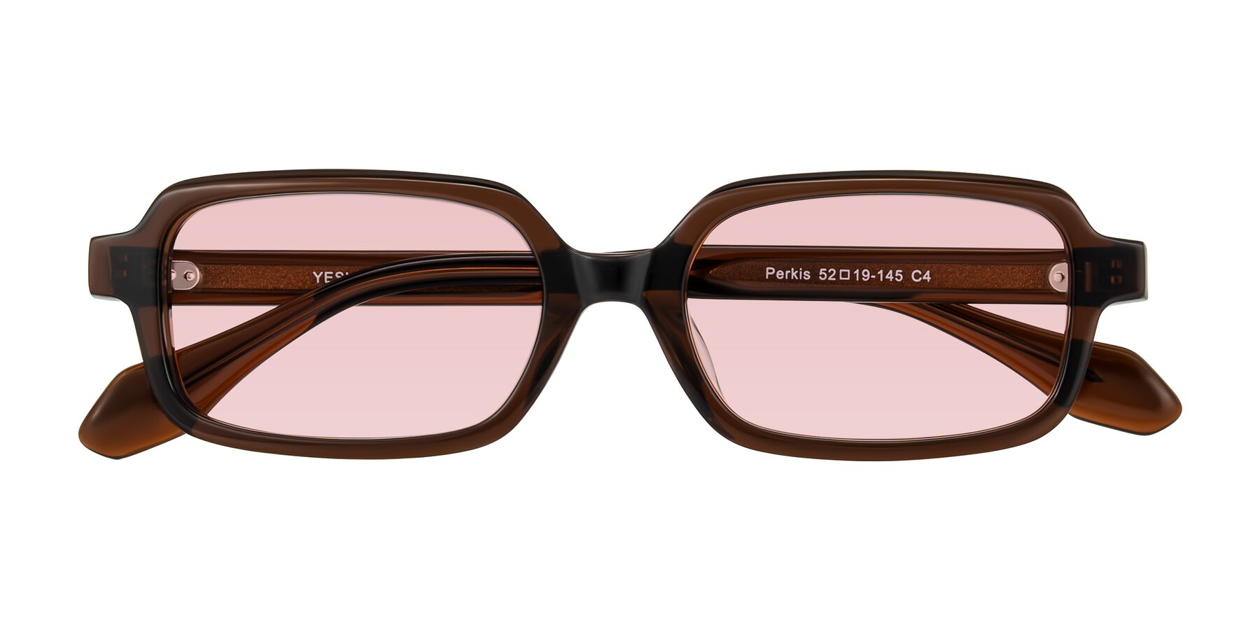 Folded Front of Perkis in Dark Brown with Light Garnet Tinted Lenses