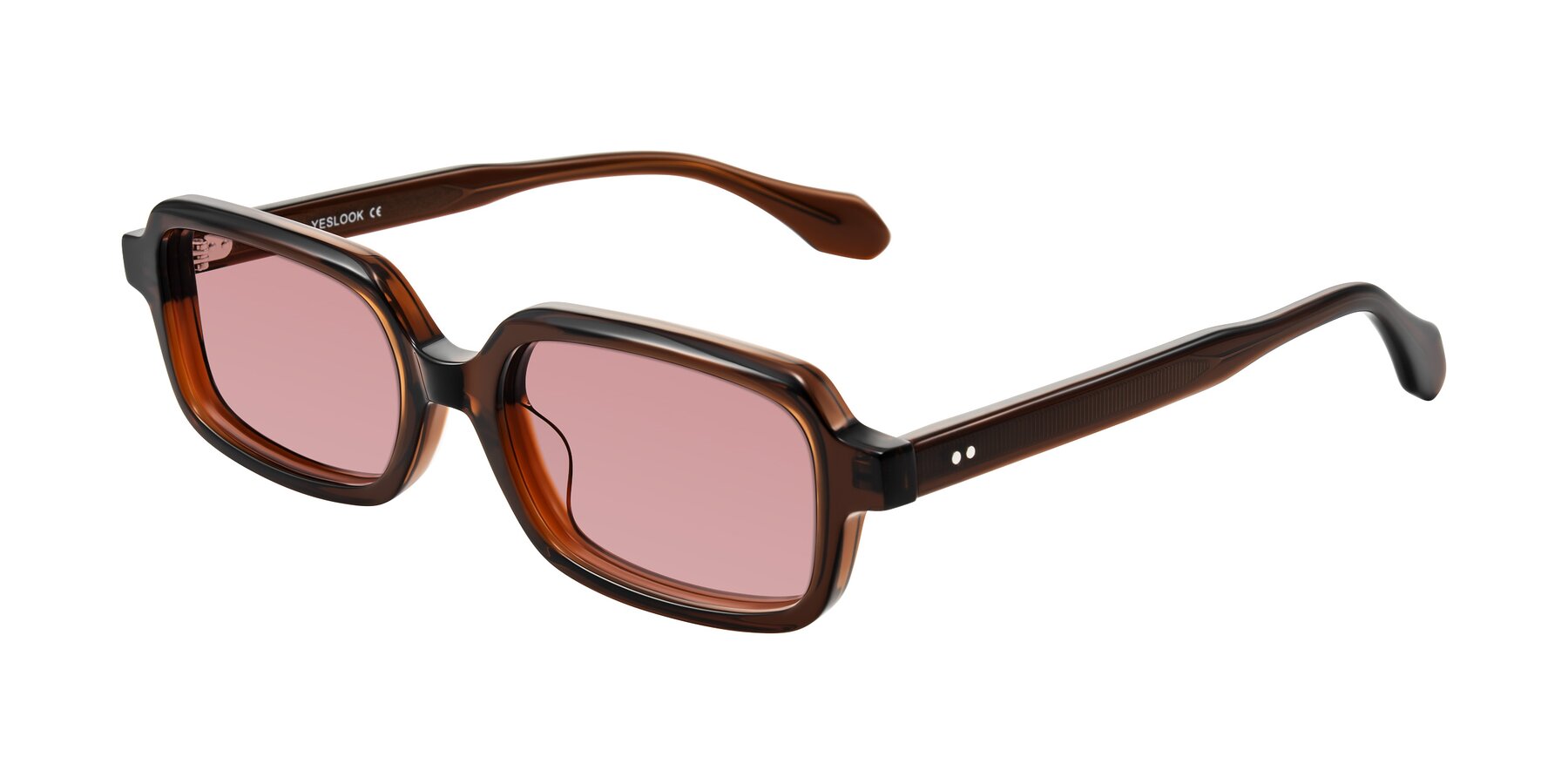 Angle of Perkis in Dark Brown with Medium Garnet Tinted Lenses