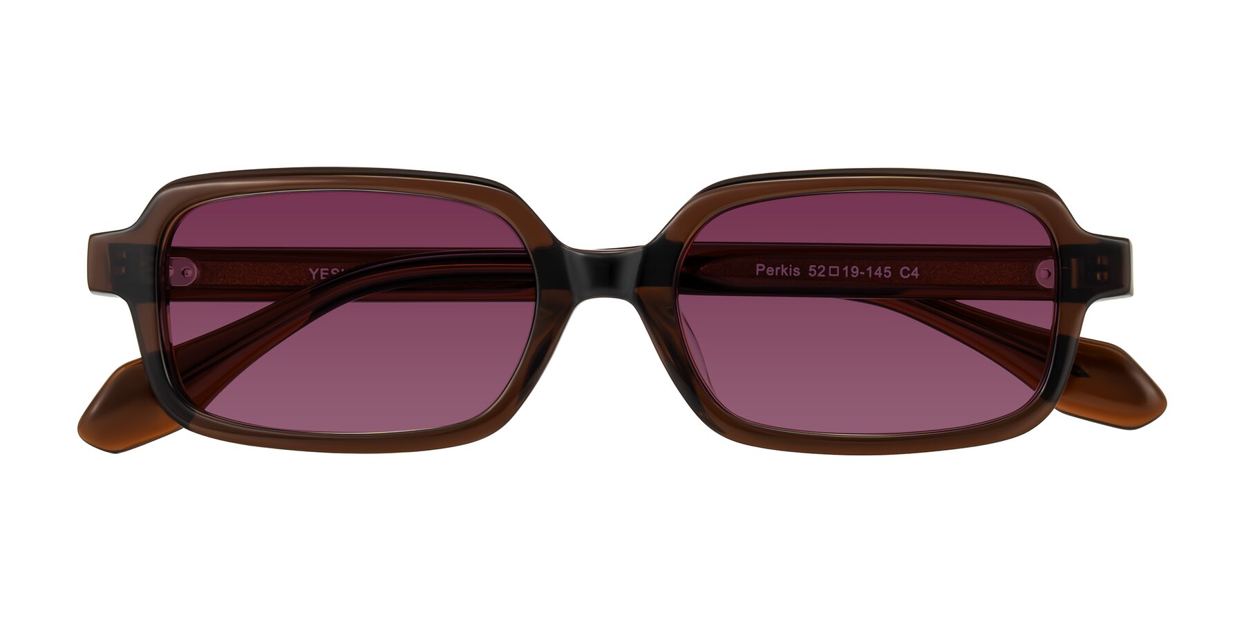 Folded Front of Perkis in Dark Brown with Wine Tinted Lenses
