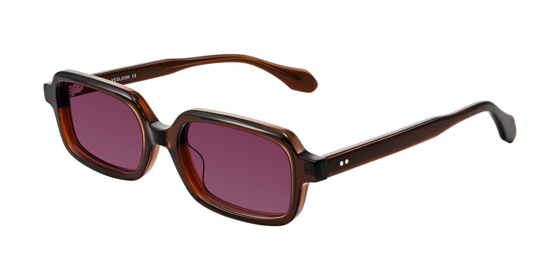 Angle of Perkis in Dark Brown with Wine Tinted Lenses