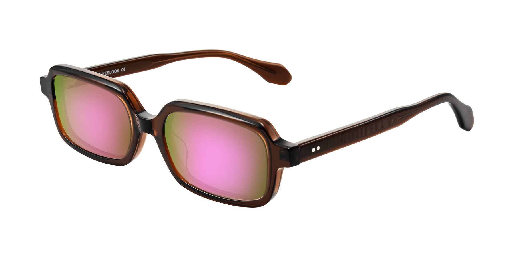 Angle of Perkis in Dark Brown with Pink Mirrored Lenses