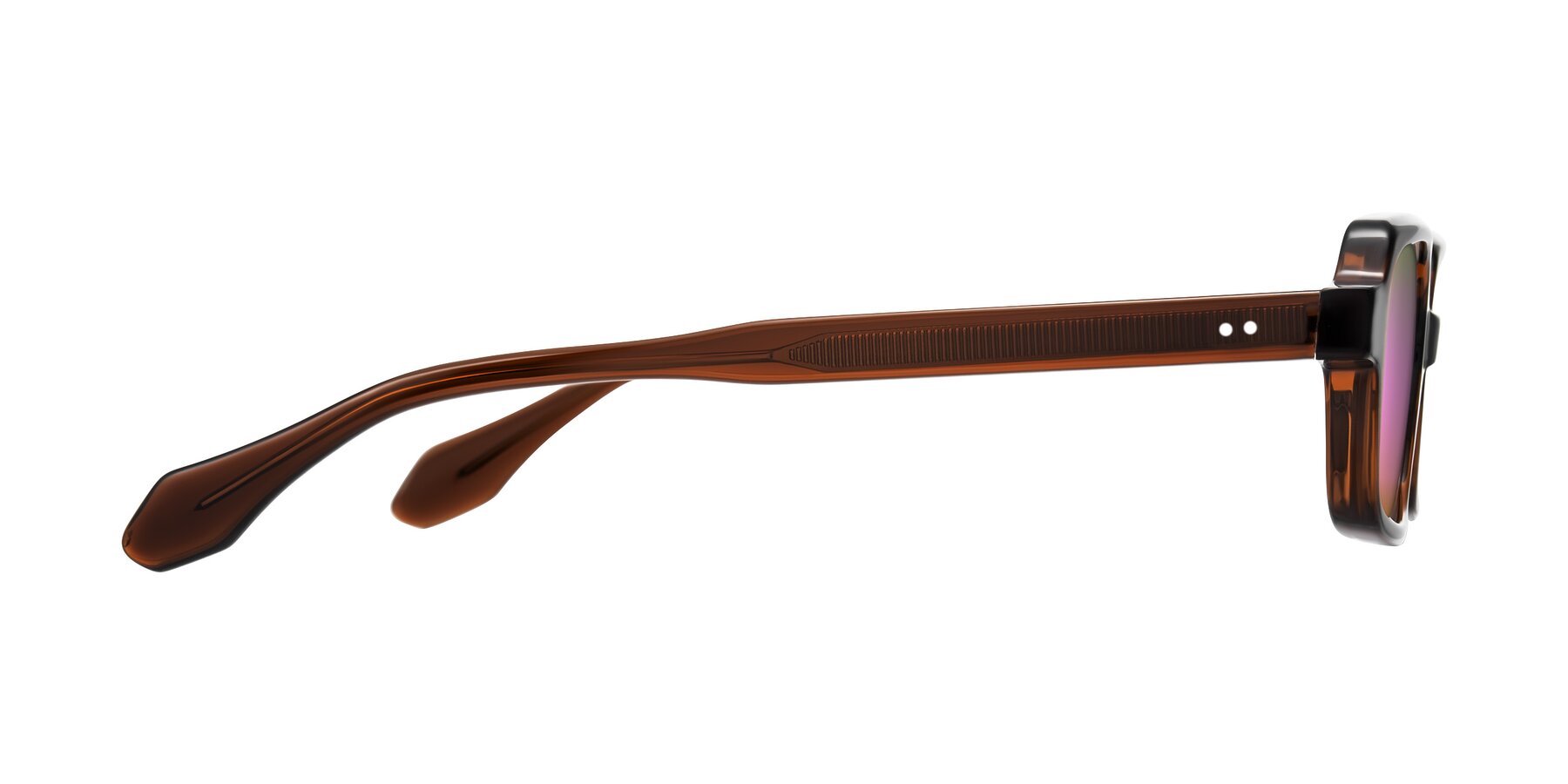 Side of Perkis in Dark Brown with Pink Mirrored Lenses