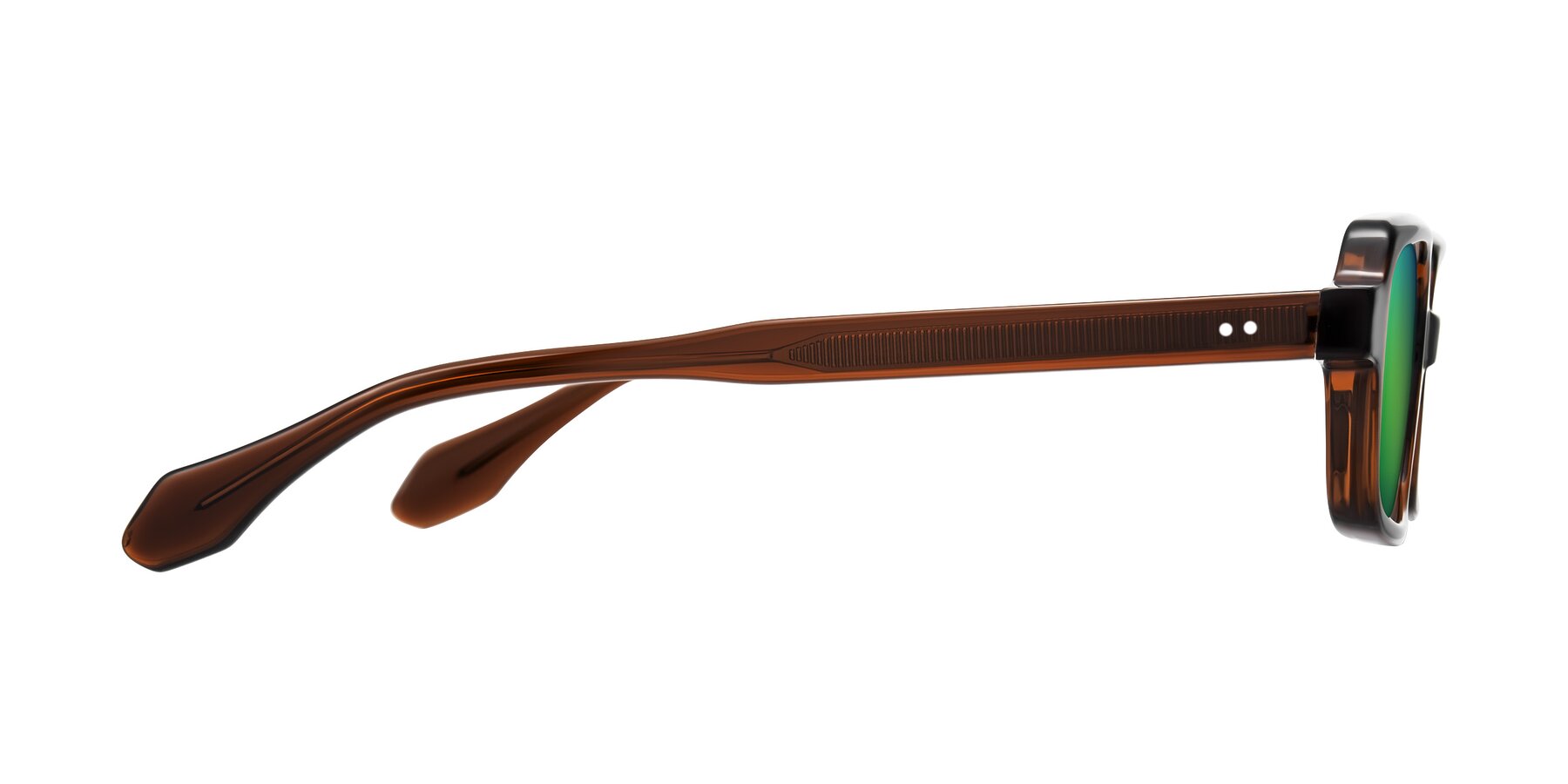 Side of Perkis in Dark Brown with Green Mirrored Lenses