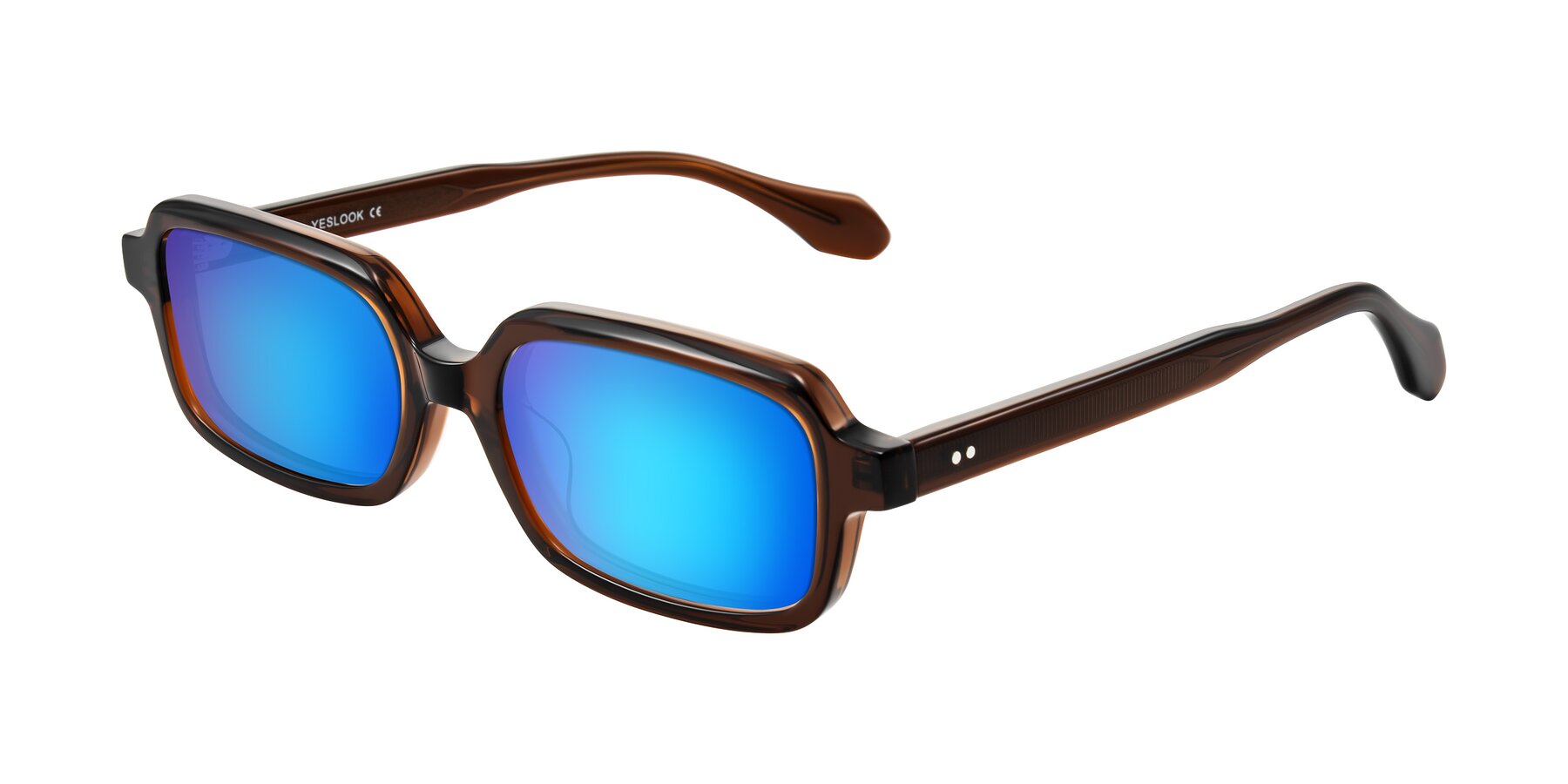 Angle of Perkis in Dark Brown with Blue Mirrored Lenses