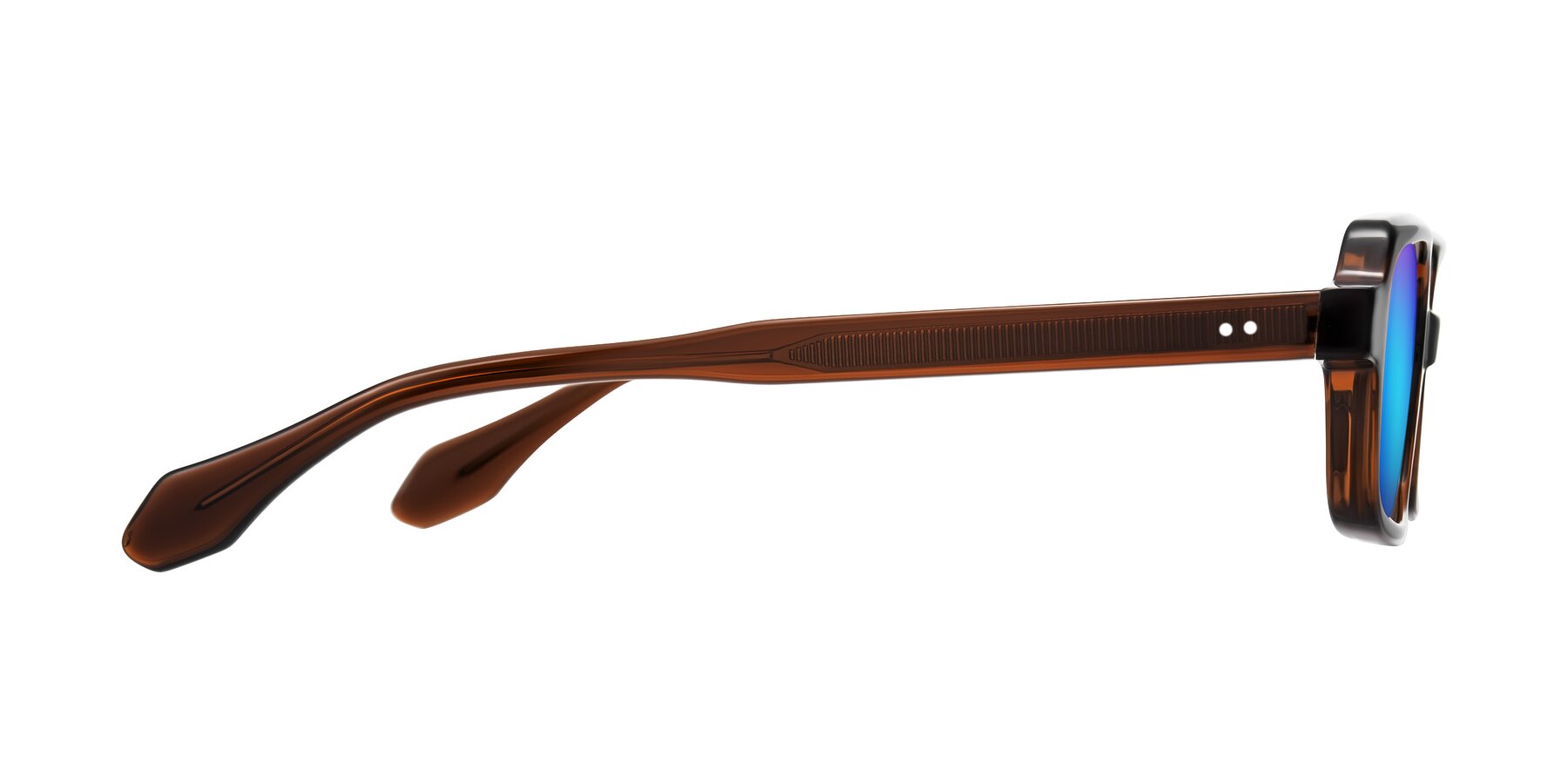 Side of Perkis in Dark Brown with Blue Mirrored Lenses