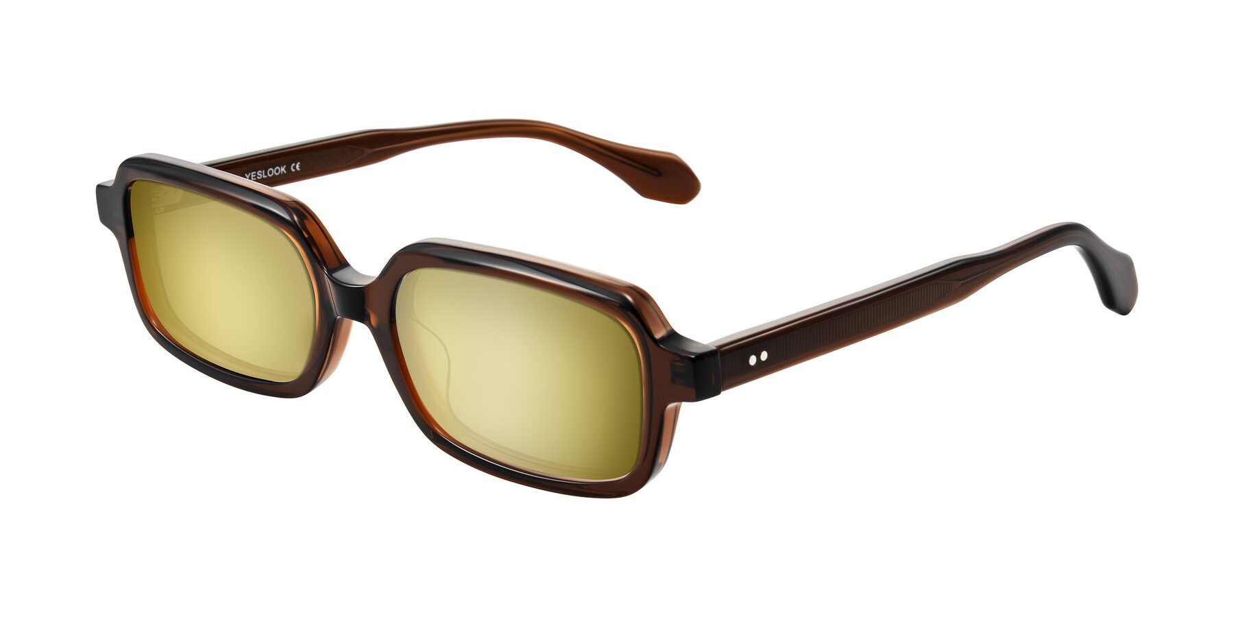Angle of Perkis in Dark Brown with Gold Mirrored Lenses