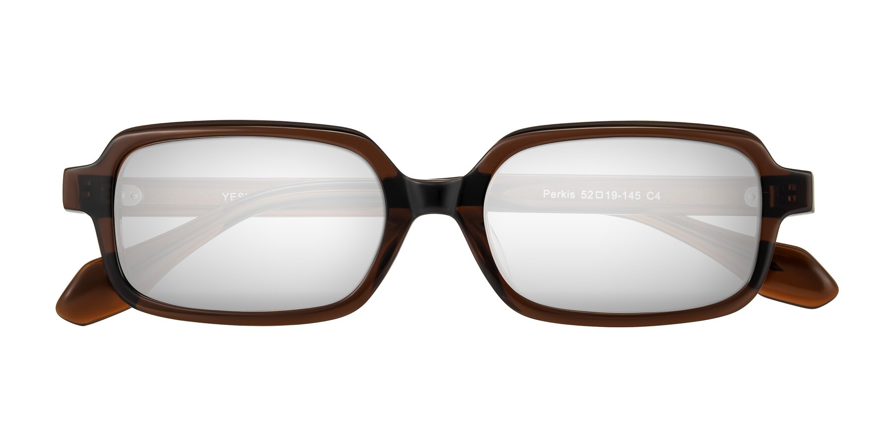 Folded Front of Perkis in Dark Brown with Silver Mirrored Lenses