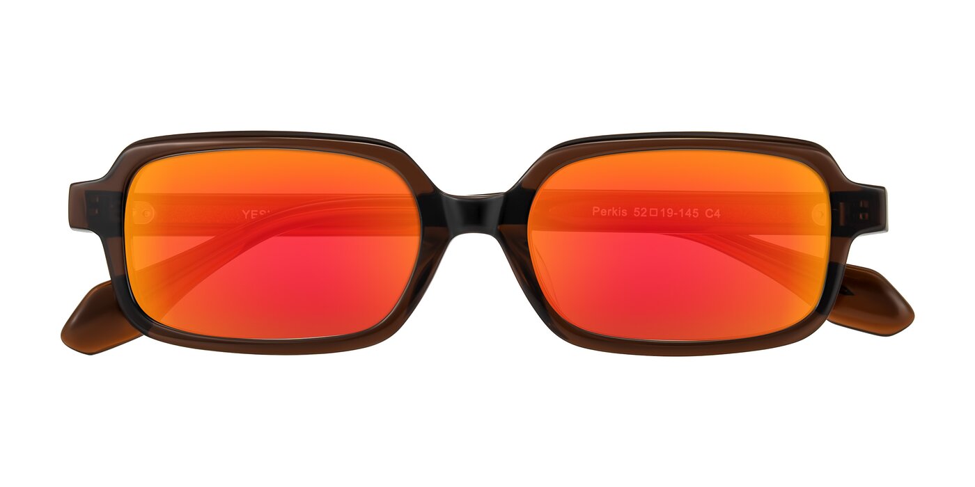 Perkis - Dark Brown Flash Mirrored Sunglasses