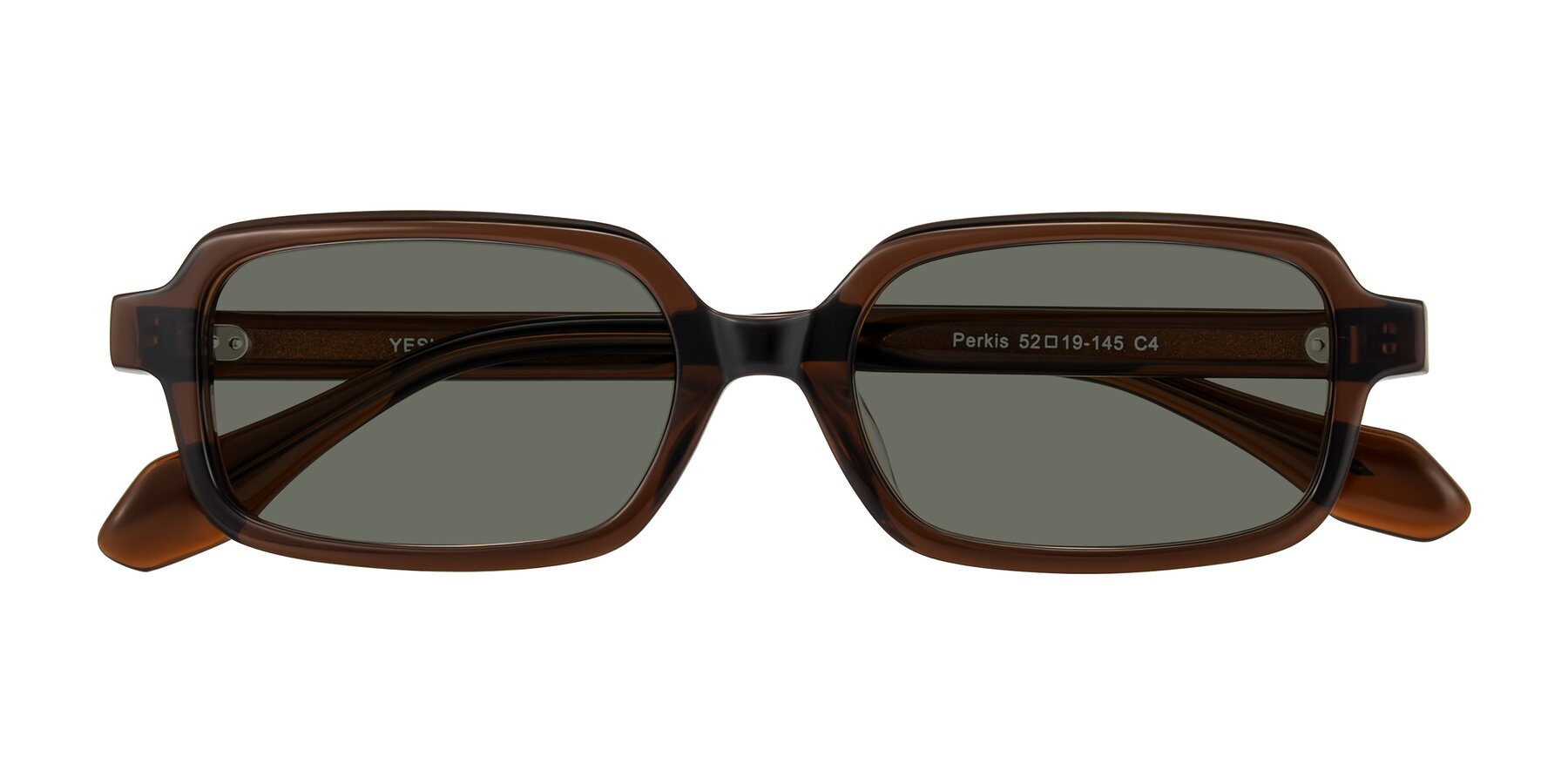 Dark Brown Retro-Vintage Acetate Rectangle Polarized Sunglasses with Gray Sunwear Lenses - Perkis