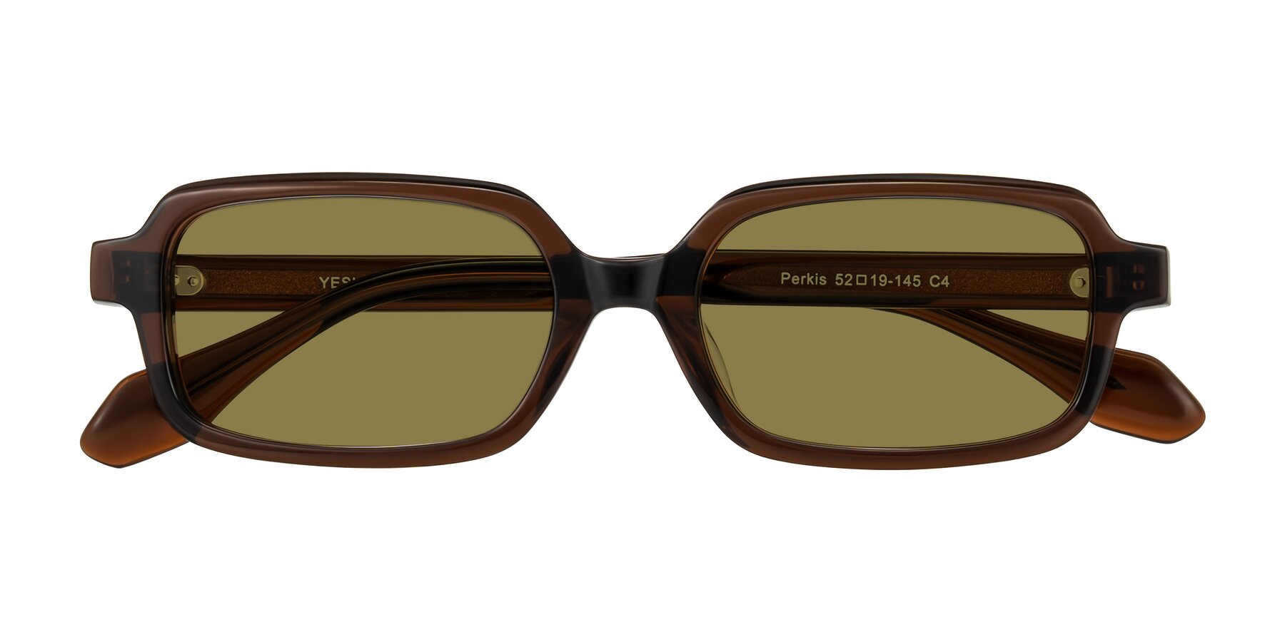 Dark Brown Retro-Vintage Acetate Rectangle Polarized Sunglasses with Brown Sunwear Lenses - Perkis