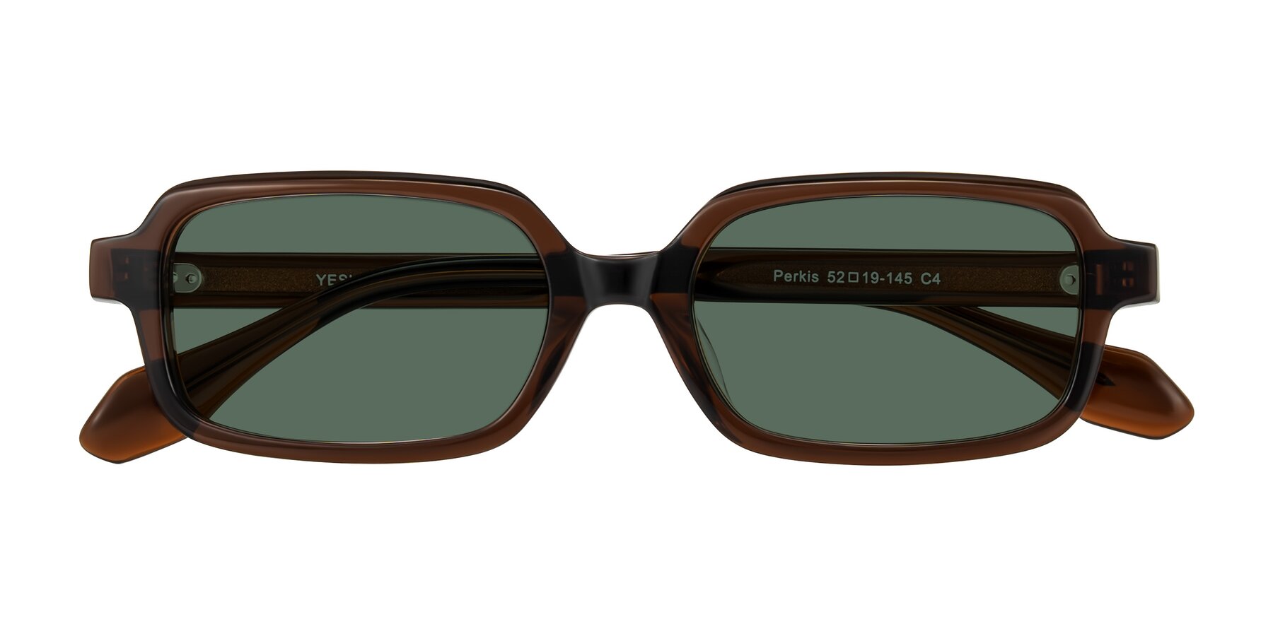 Folded Front of Perkis in Dark Brown with Green Polarized Lenses