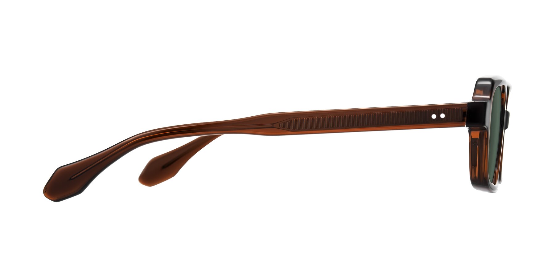 Side of Perkis in Dark Brown with Green Polarized Lenses