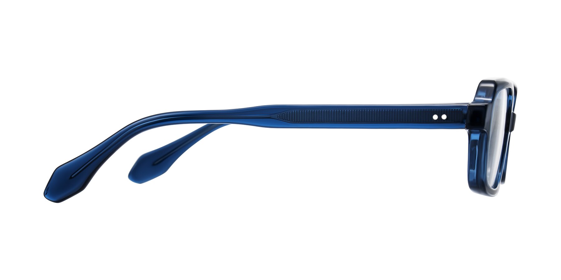 Side of Perkis in Blue with Clear Reading Eyeglass Lenses