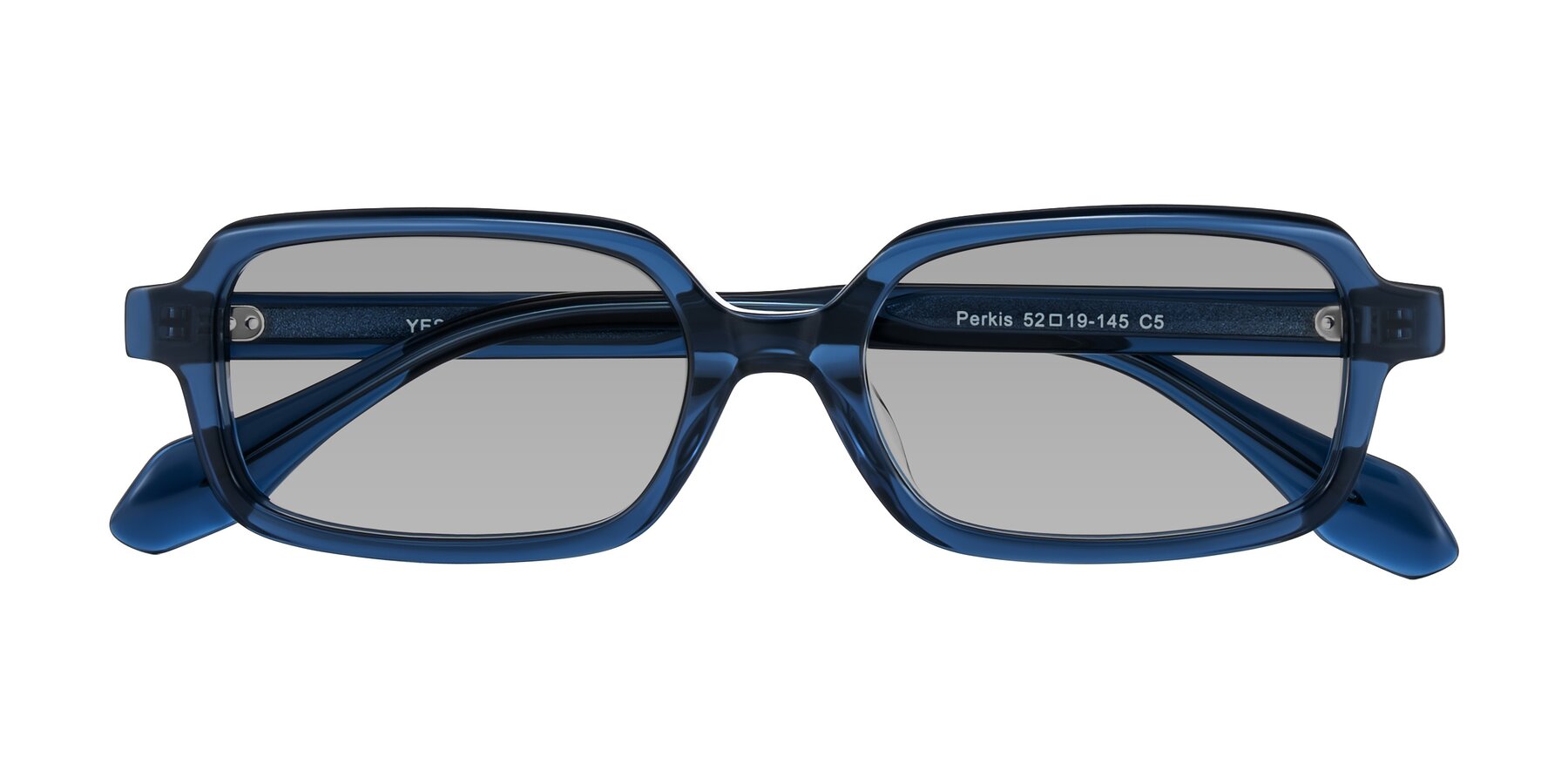 Folded Front of Perkis in Blue with Light Gray Tinted Lenses