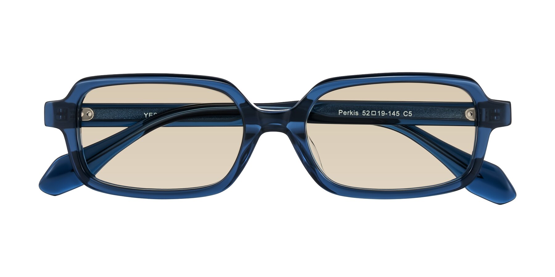 Folded Front of Perkis in Blue with Light Brown Tinted Lenses