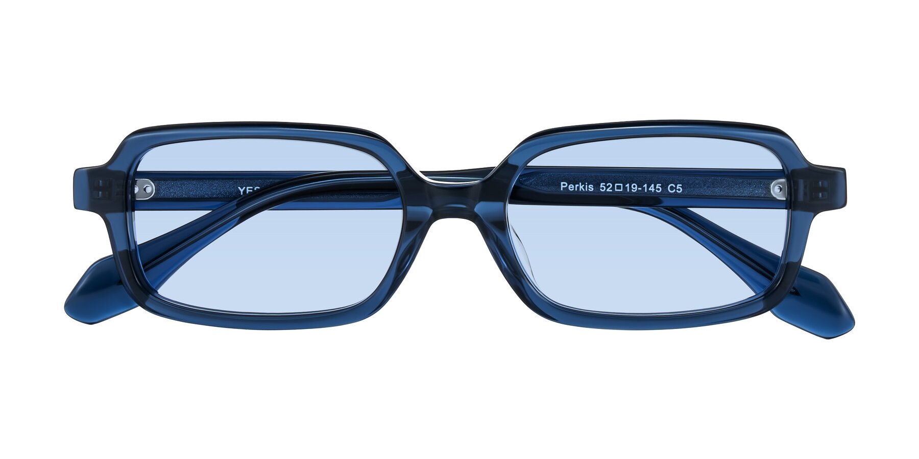 Folded Front of Perkis in Blue with Light Blue Tinted Lenses