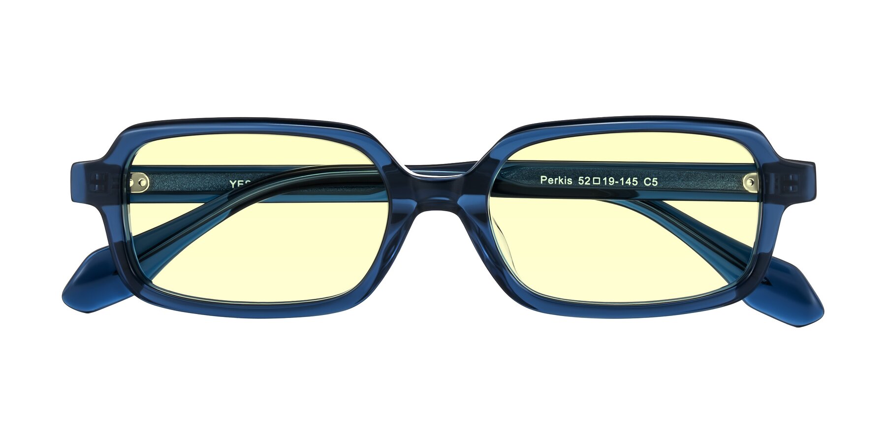 Folded Front of Perkis in Blue with Light Yellow Tinted Lenses