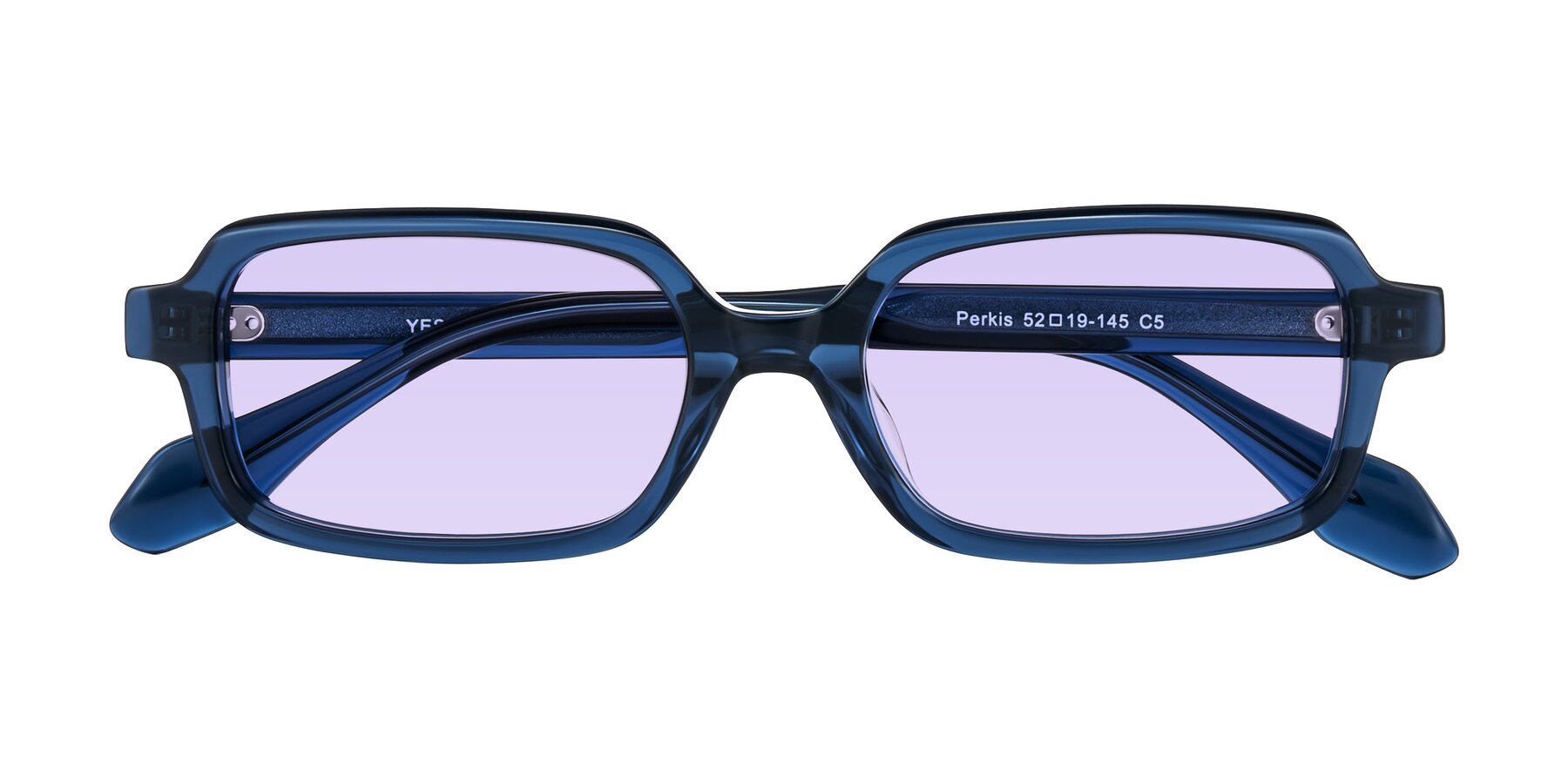 Folded Front of Perkis in Blue with Light Purple Tinted Lenses