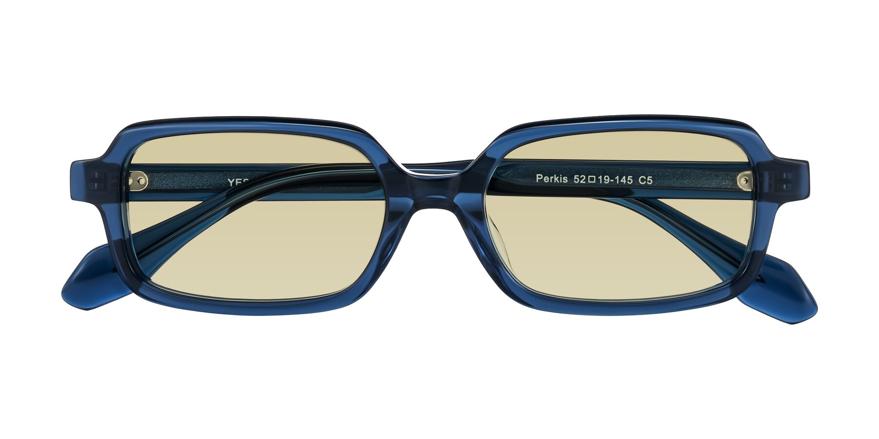 Folded Front of Perkis in Blue with Light Champagne Tinted Lenses