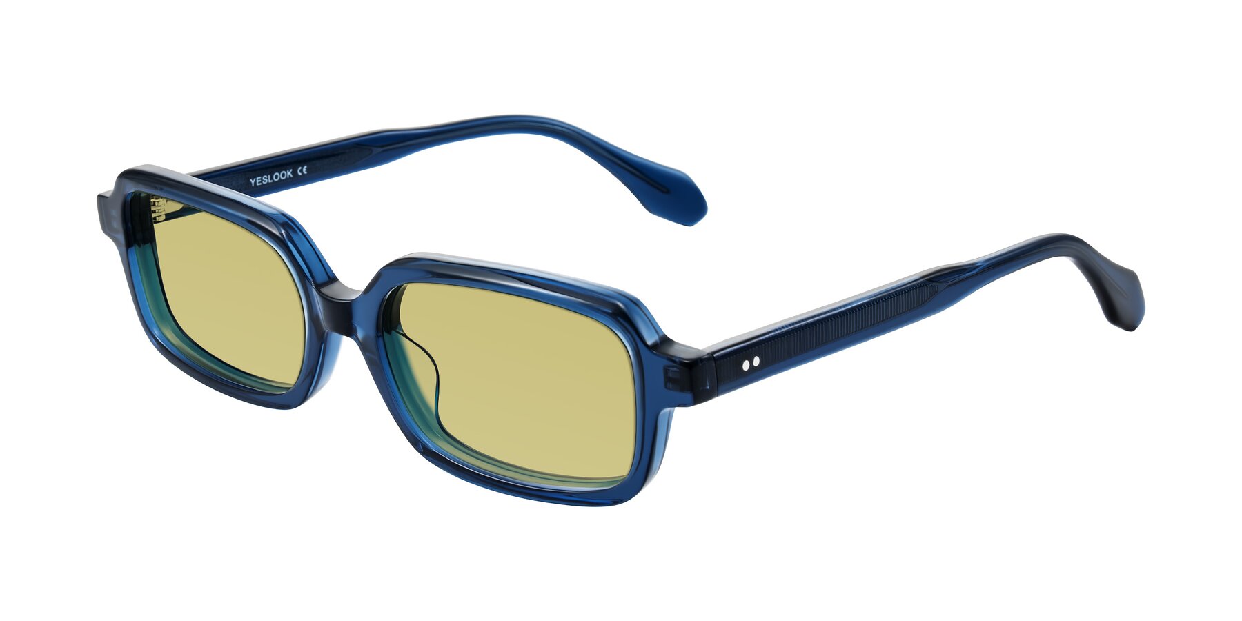 Angle of Perkis in Blue with Medium Champagne Tinted Lenses