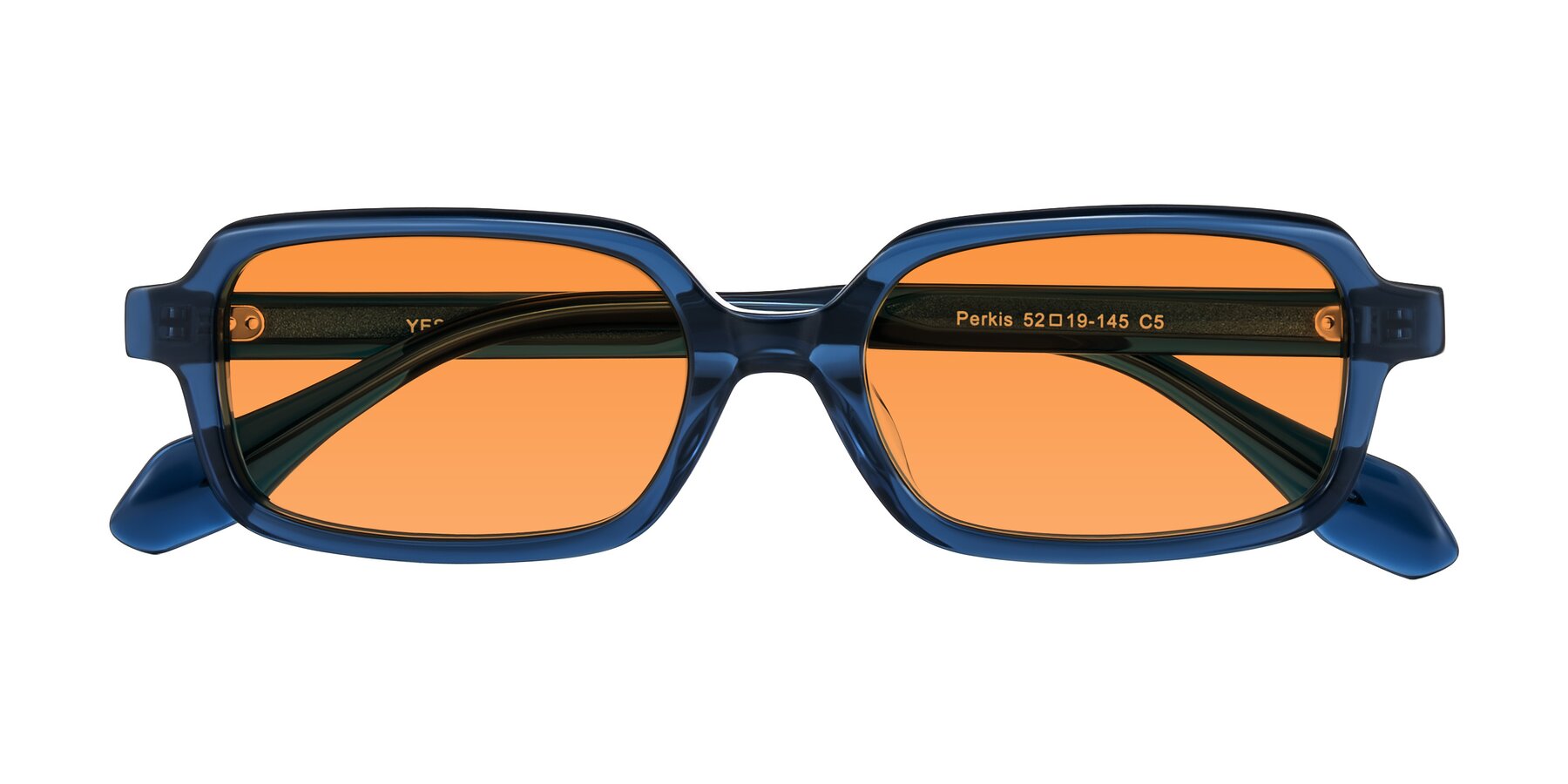 Folded Front of Perkis in Blue with Orange Tinted Lenses