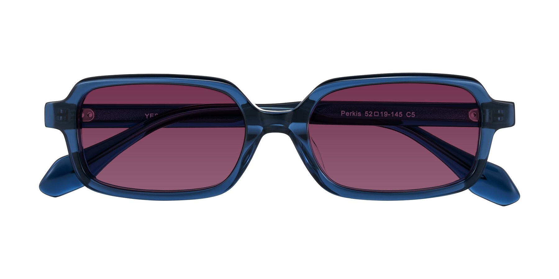 Folded Front of Perkis in Blue with Wine Tinted Lenses