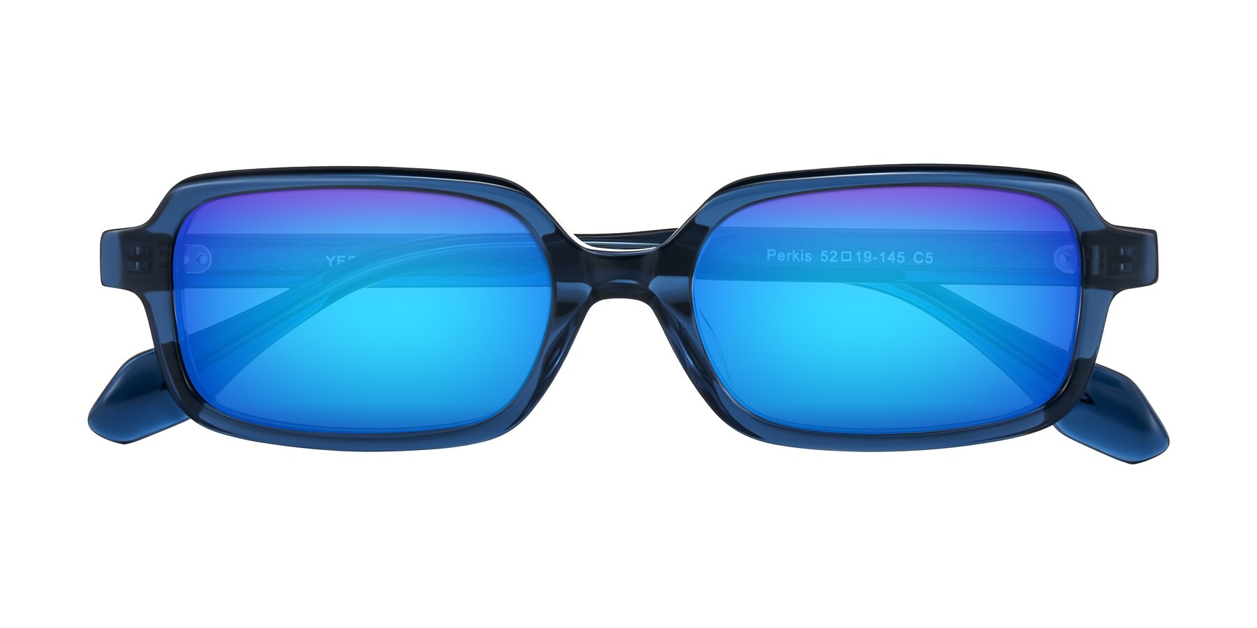 Folded Front of Perkis in Blue with Blue Mirrored Lenses