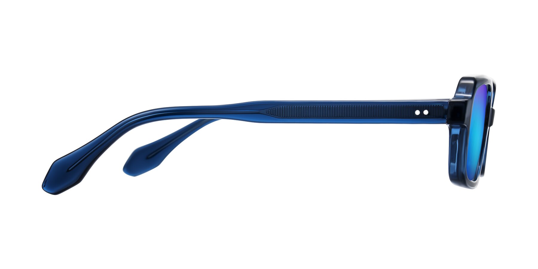 Side of Perkis in Blue with Blue Mirrored Lenses