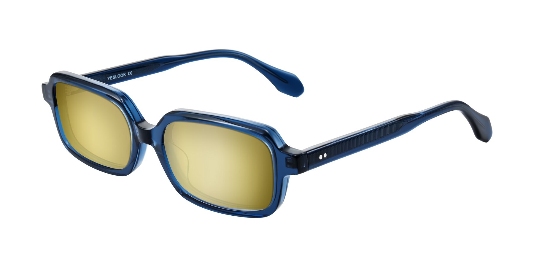 Angle of Perkis in Blue with Gold Mirrored Lenses